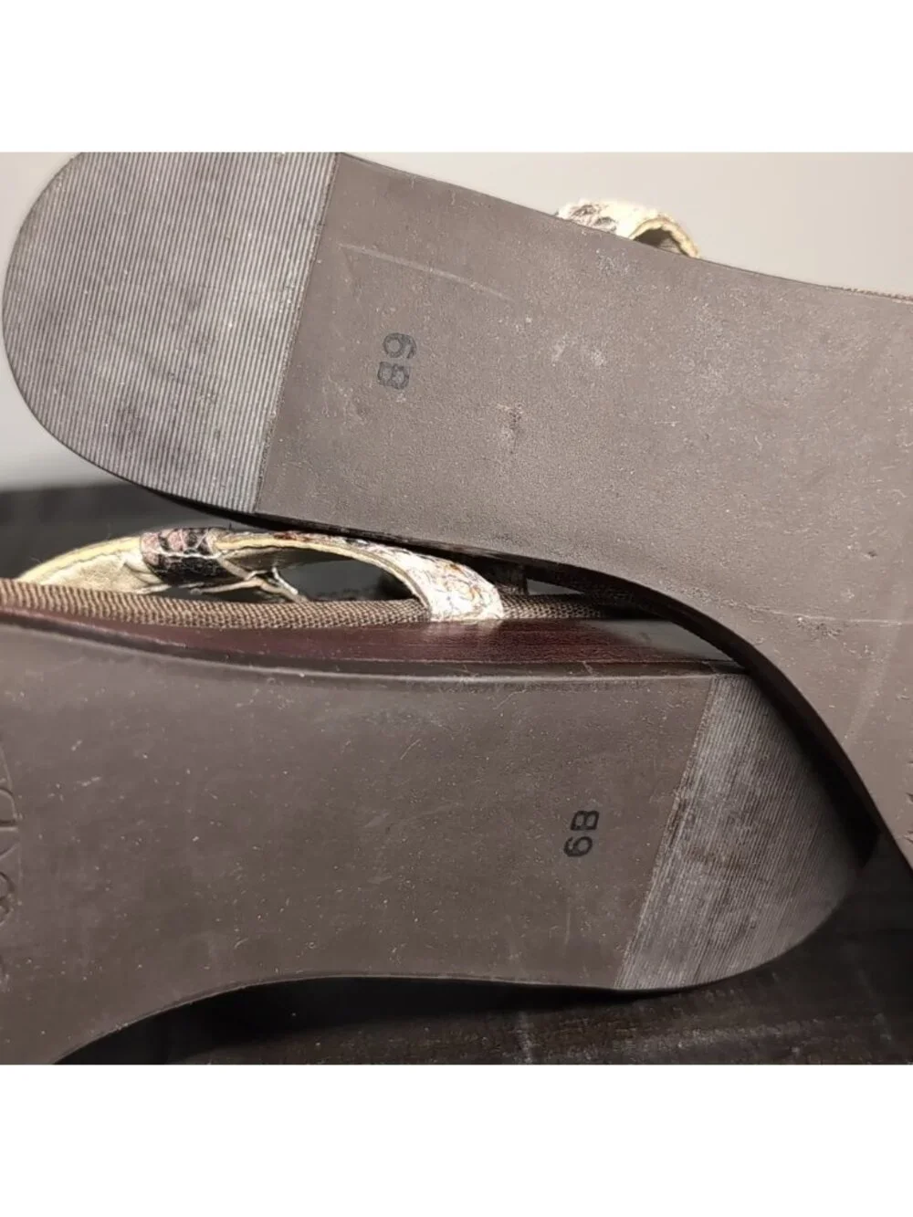 Talbots Snakeskin Leather T-Strap Wedge Sandals 6B Brazil Slingback Celtic